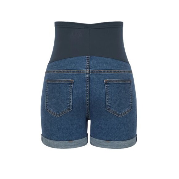 Maacie Maternity High Waist Jean Shorts Whole Pregnancy Short Jeans - Picture 4 of 10